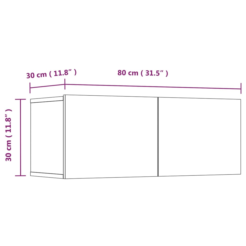 Tv Cabinets 4 Pcs Black 80X30X30 Cm Engineered Wood