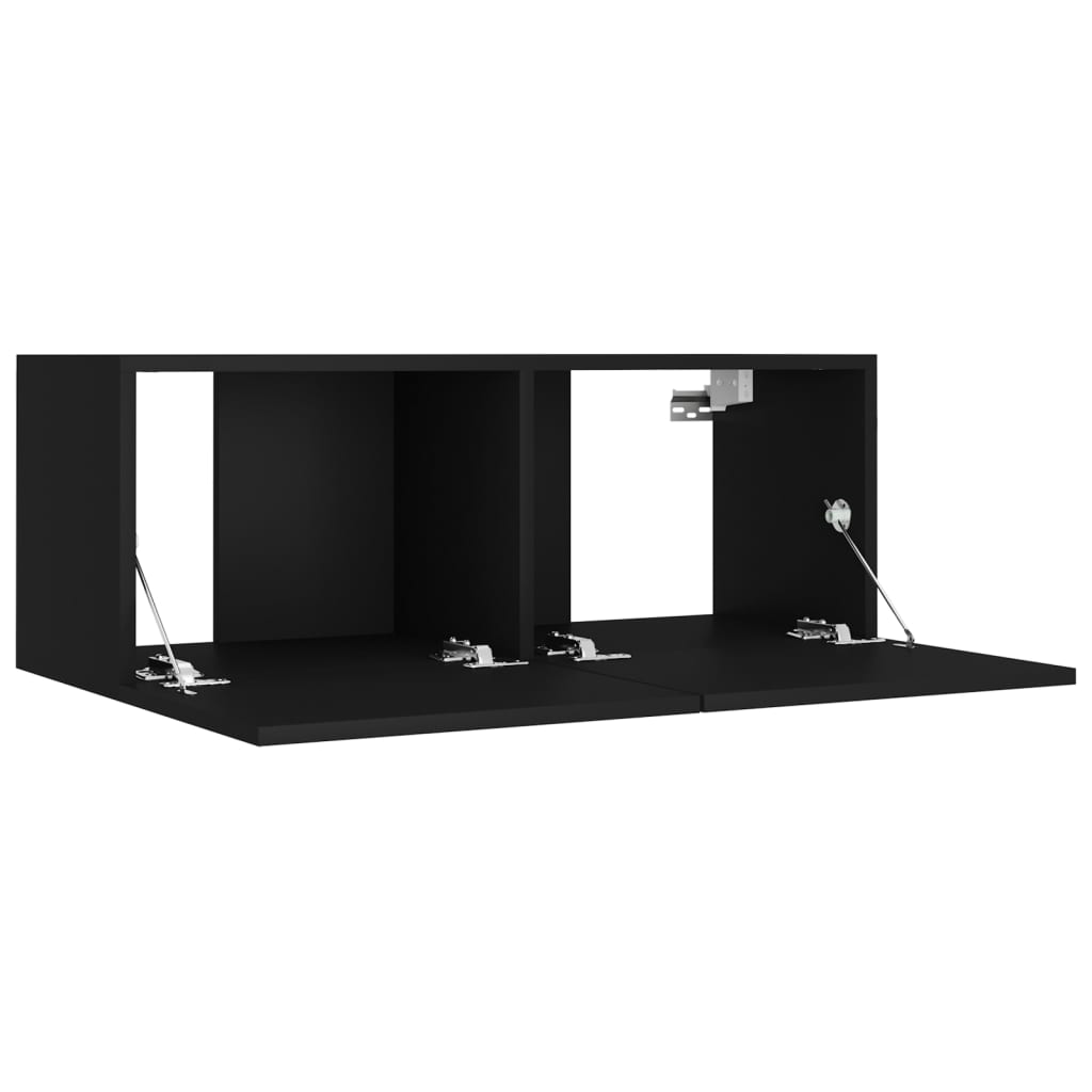 4 Piece Tv Cabinet Set Black Engineered Wood