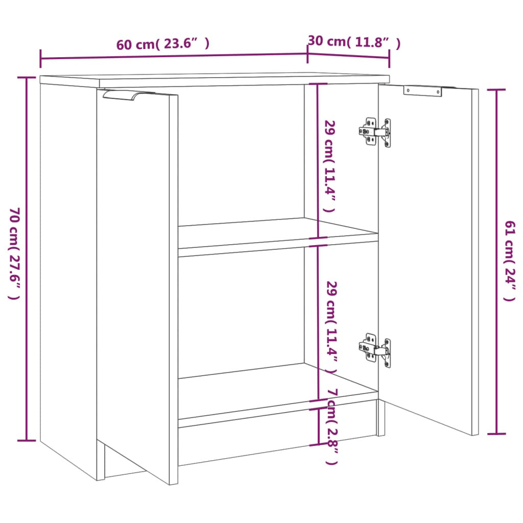 Sideboards 2 Pcs White 60X30X70 Cm Engineered Wood