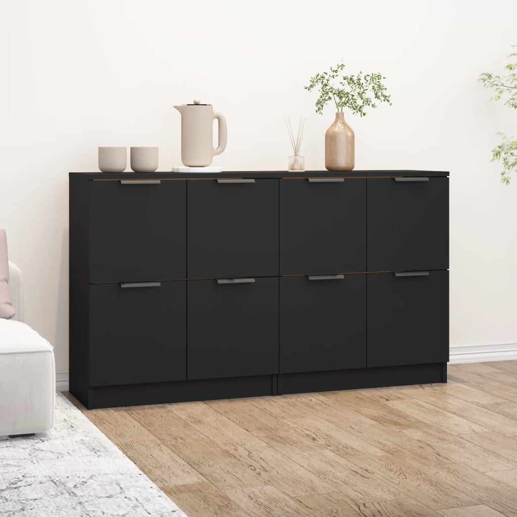 Sideboards 2 Pcs Black 60X30X70 Cm Engineered Wood