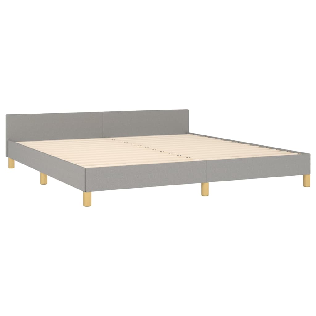 Bed Frame With Headboard Light Grey 180X200 Cm Super King Fabric