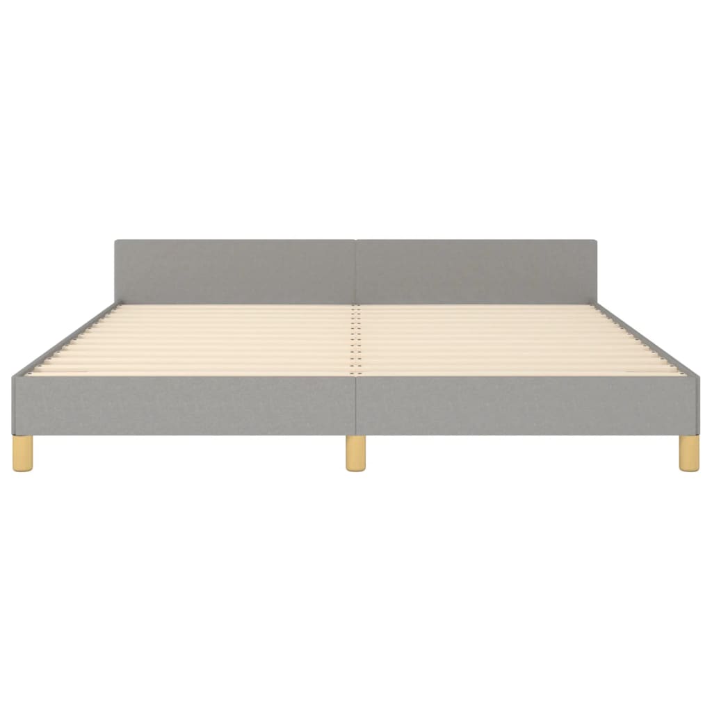 Bed Frame With Headboard Light Grey 180X200 Cm Super King Fabric