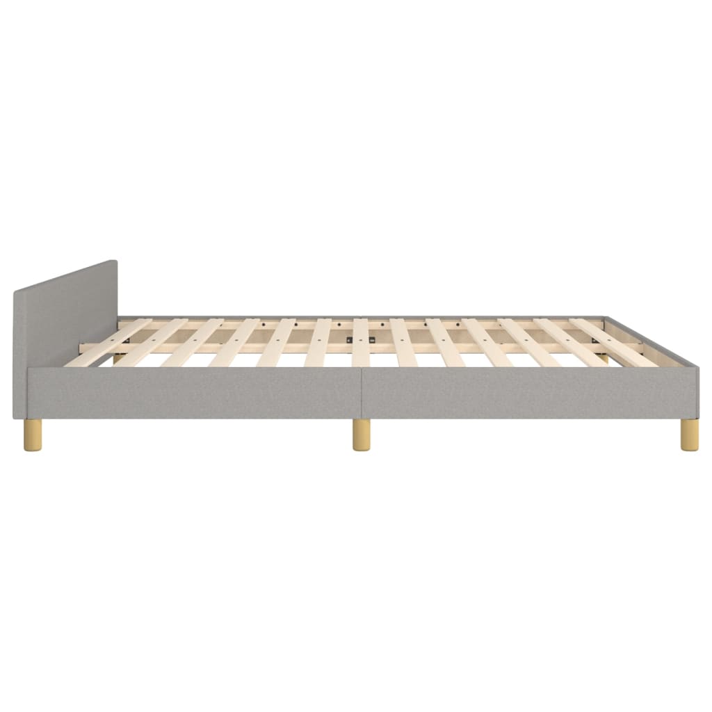 Bed Frame With Headboard Light Grey 180X200 Cm Super King Fabric