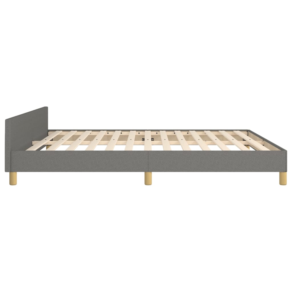 Bed Frame With Headboard Dark Grey 180X200 Cm Super King Fabric