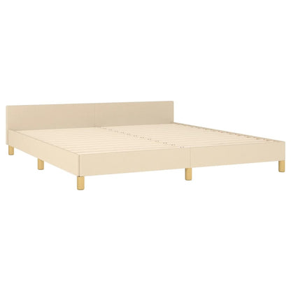 Bed Frame With Headboard Cream 180X200 Cm Super King Fabric