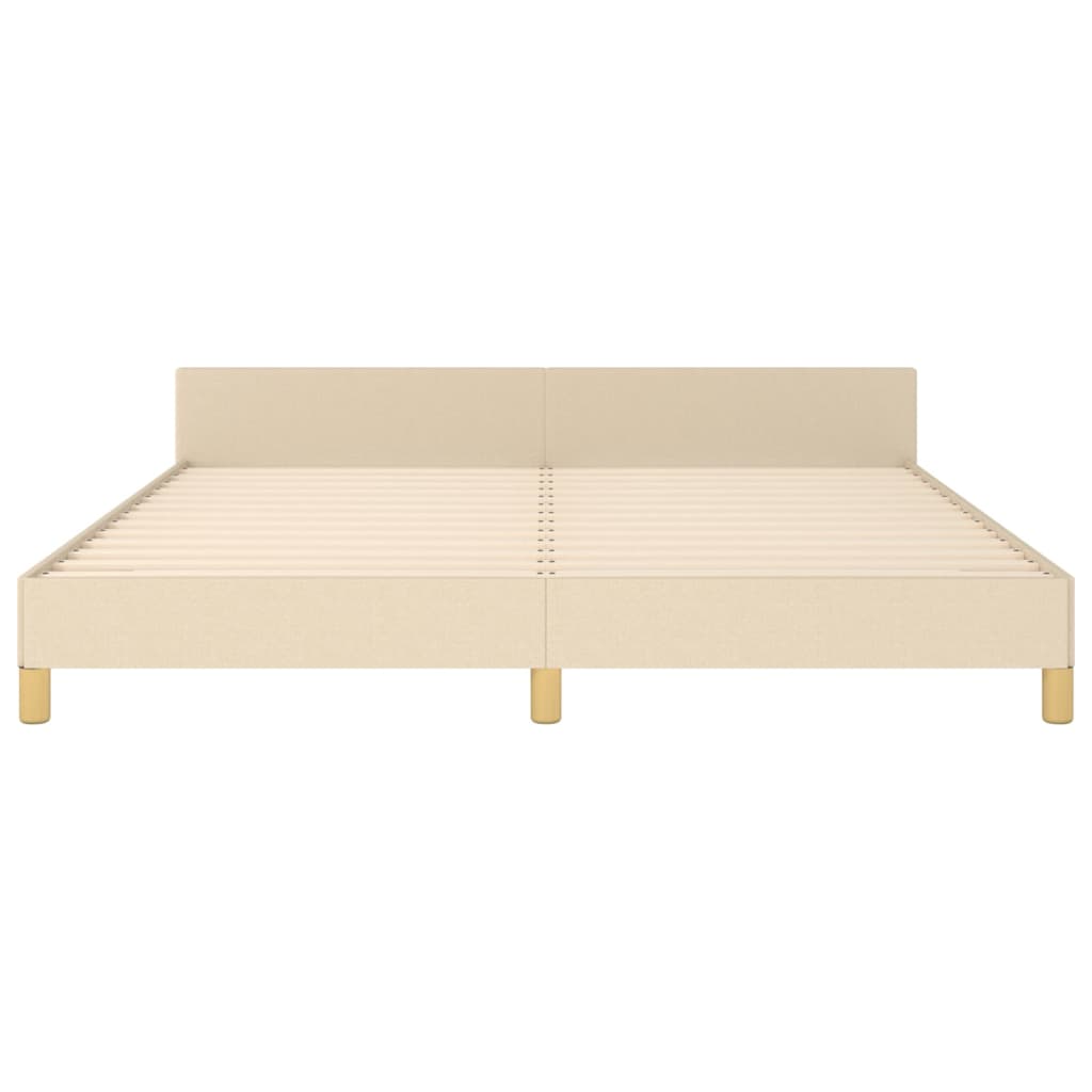 Bed Frame With Headboard Cream 180X200 Cm Super King Fabric