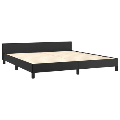 Bed Frame With Headboard Black 180X200 Cm Super King Faux Leather