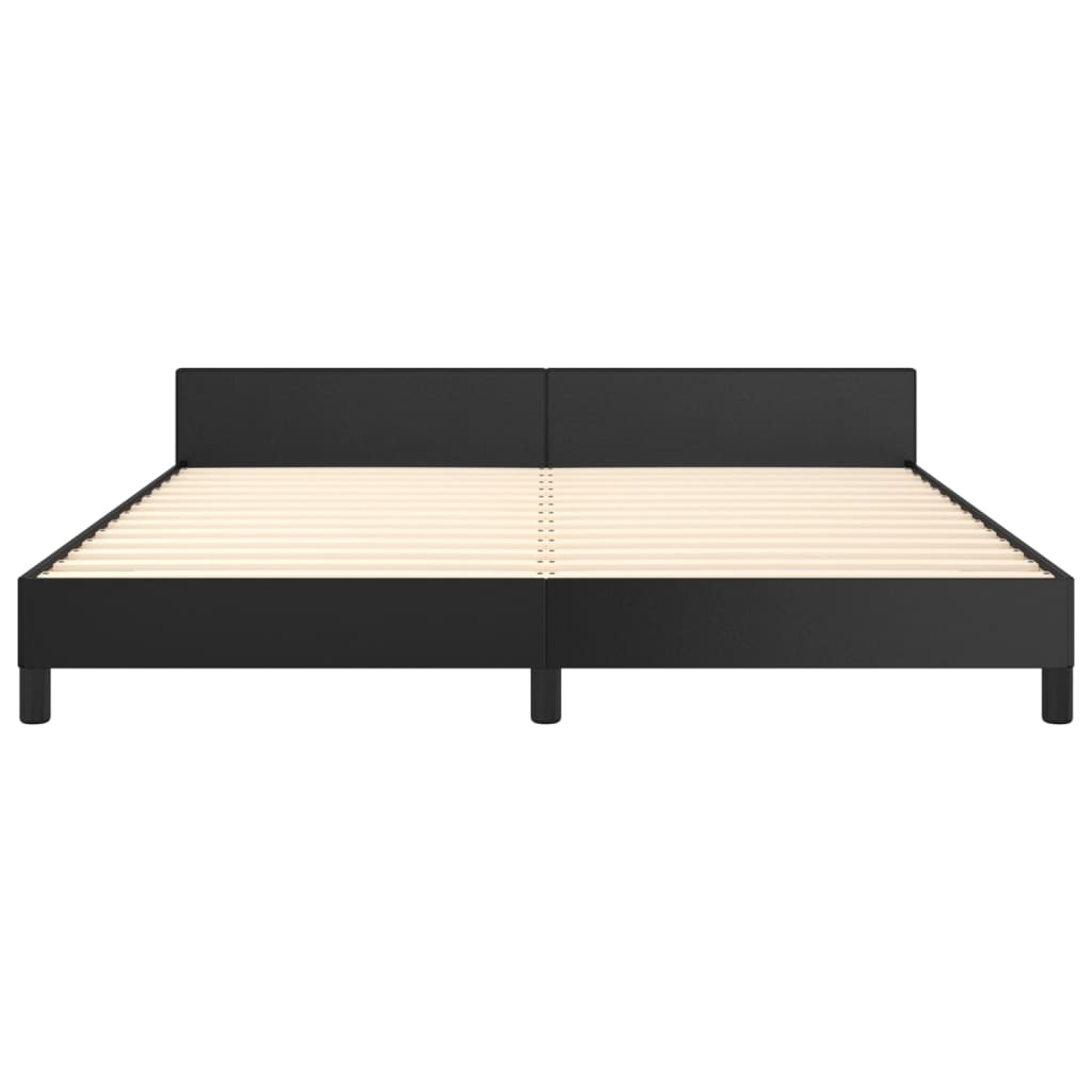 Bed Frame With Headboard Black 180X200 Cm Super King Faux Leather