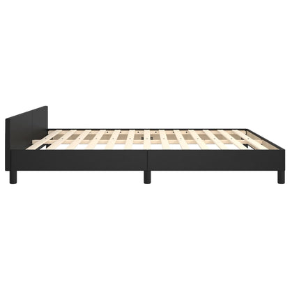 Bed Frame With Headboard Black 180X200 Cm Super King Faux Leather