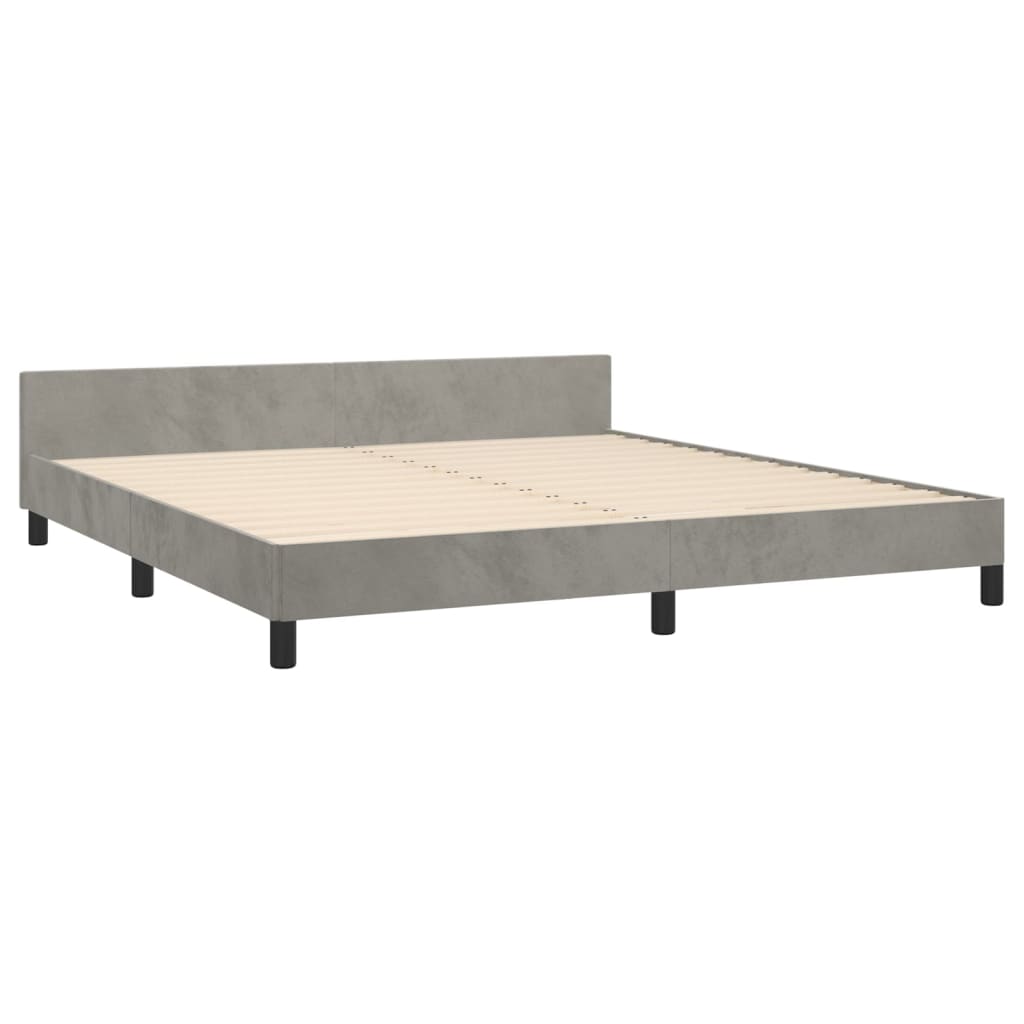 Bed Frame With Headboard Light Grey 180X200 Cm Super King Velvet