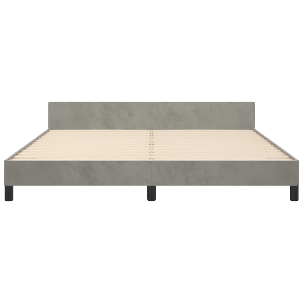 Bed Frame With Headboard Light Grey 180X200 Cm Super King Velvet