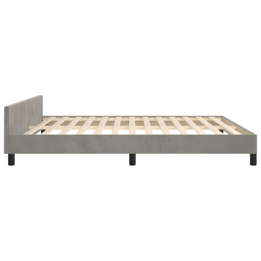 Bed Frame With Headboard Light Grey 180X200 Cm Super King Velvet