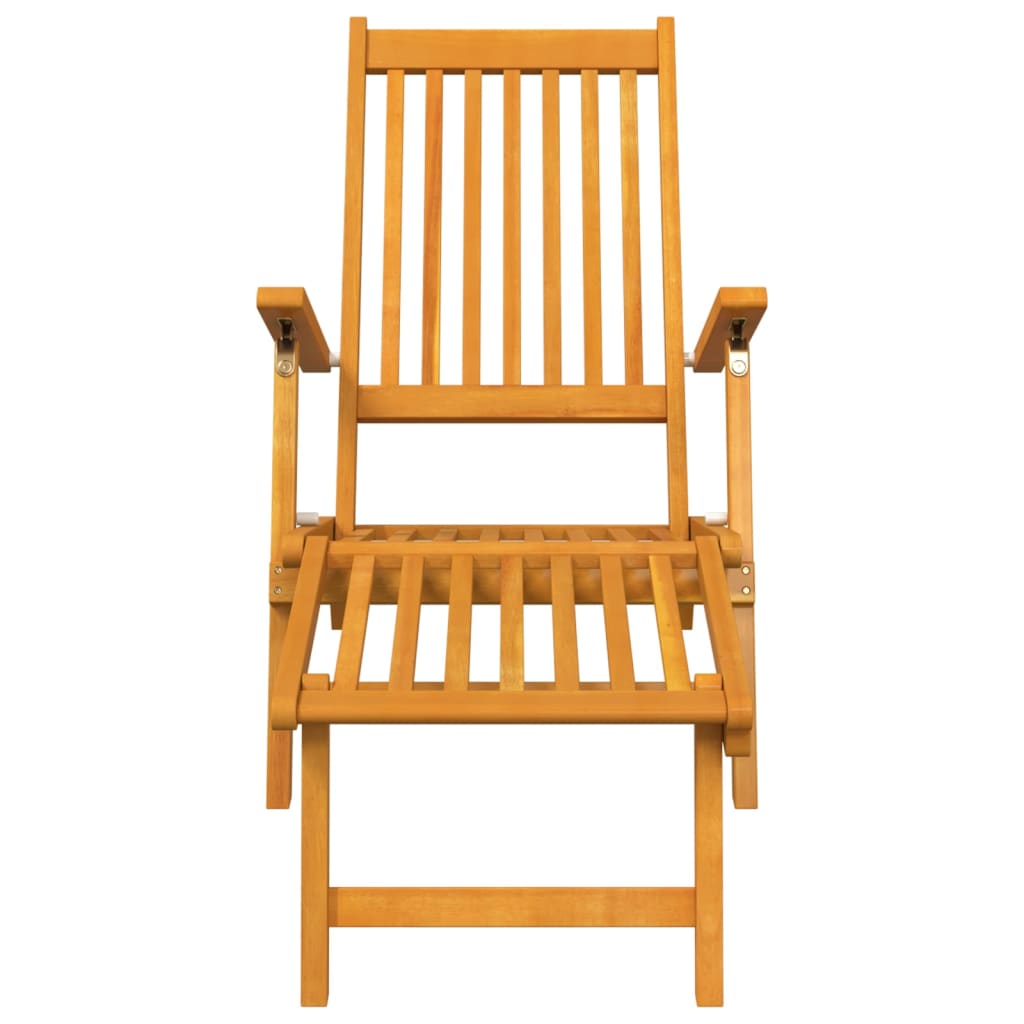 Outdoor Deck Chair With Footrest And Table Solid Wood Acacia