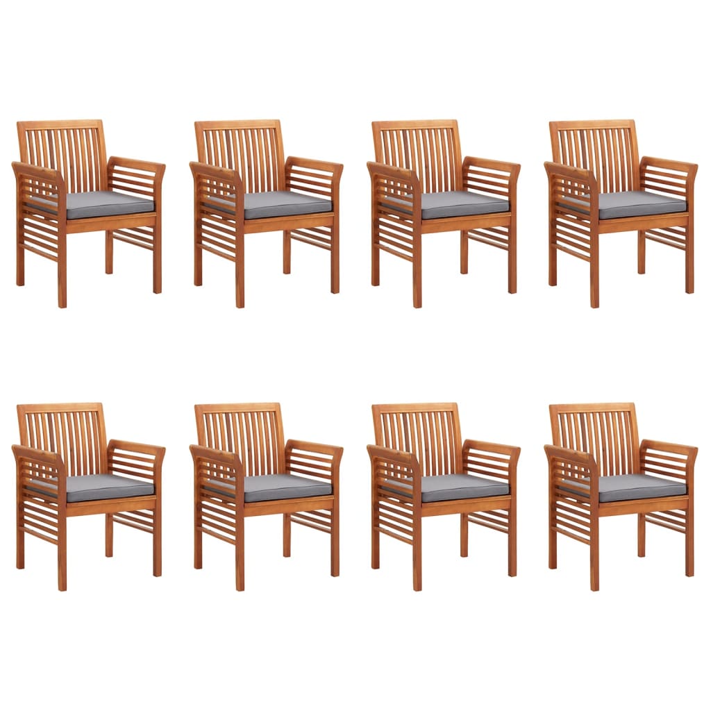 Garden Dining Chairs With Cushions 8 Pcs Solid Wood Acacia