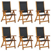 Folding Garden Chairs 6 Pcs Solid Wood Acacia And Textilene