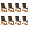 Folding Garden Chairs 8 Pcs Solid Wood Acacia And Textilene