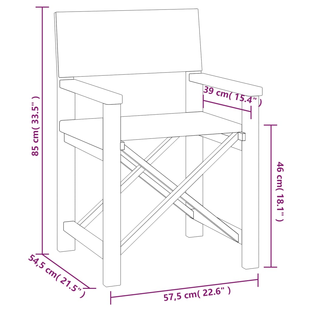 Director's Chairs 2 Pcs Solid Teak Wood Grey