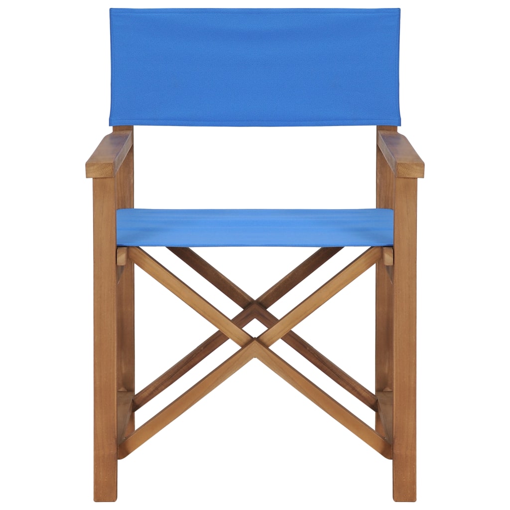 Director's Chairs 2 Pcs Solid Teak Wood Blue