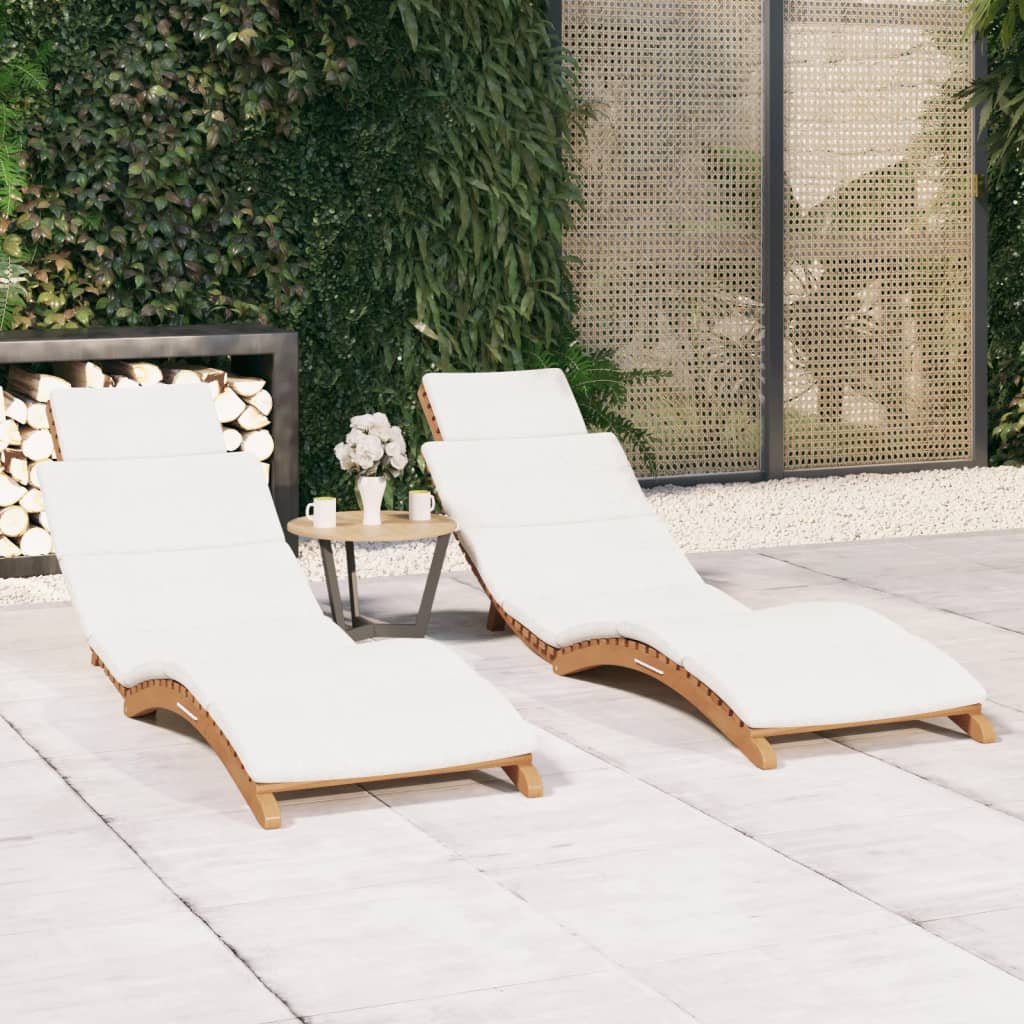 Sun Loungers 2 Pcs With Cushions Solid Wood Teak