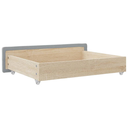 Bed Drawers 2 Pcs Light Grey Engineered Wood And Fabric