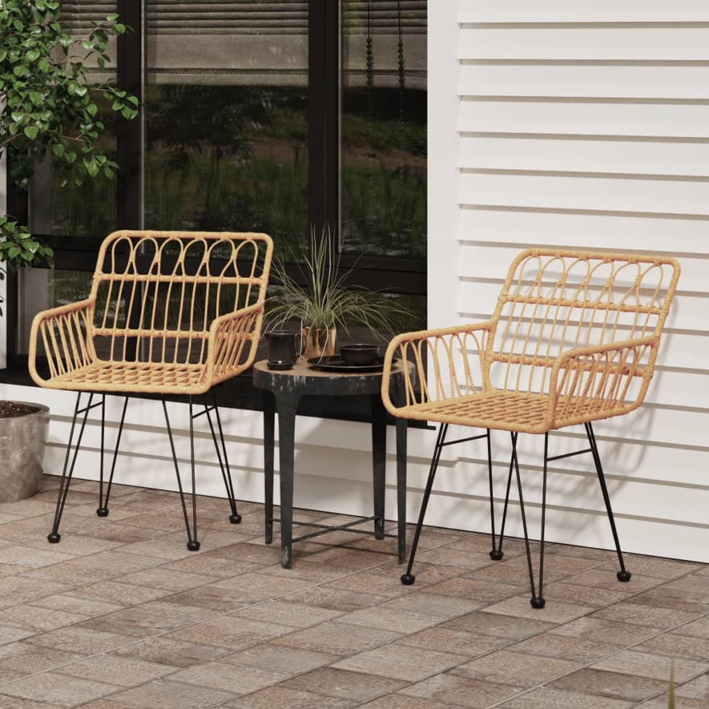 Garden Chairs 2 Pcs With Armrest 56X64X80 Cm Pe Rattan