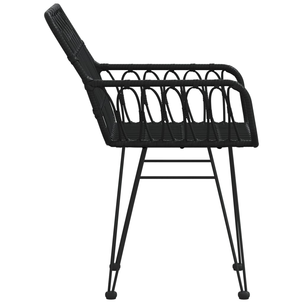 Garden Chairs 2 Pcs With Armrest Black 56X64X80 Cm Pe Rattan