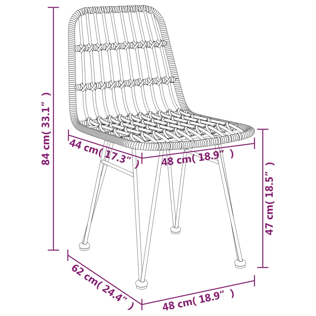 Garden Chairs 2 Pcs 48X62X84 Cm Pe Rattan