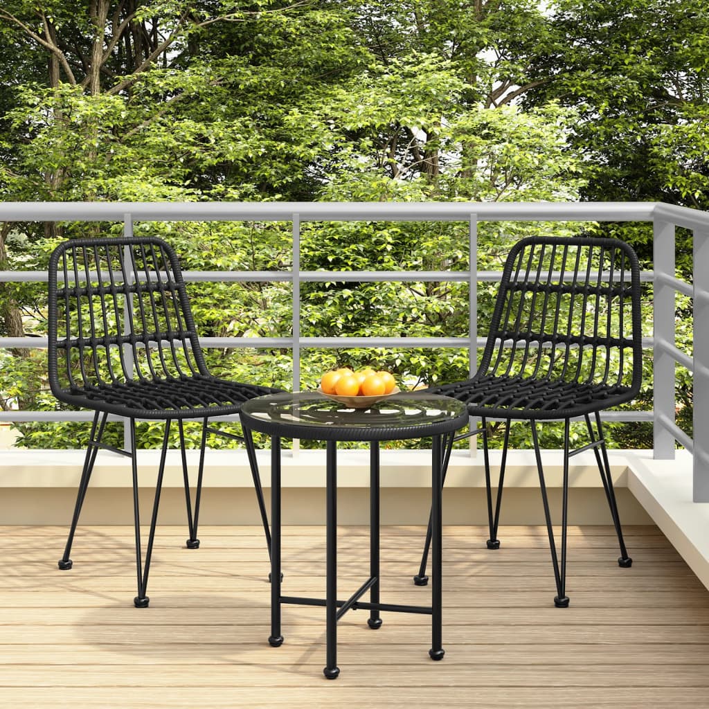 Garden Chairs 2 Pcs Black 48X62X84 Cm Pe Rattan