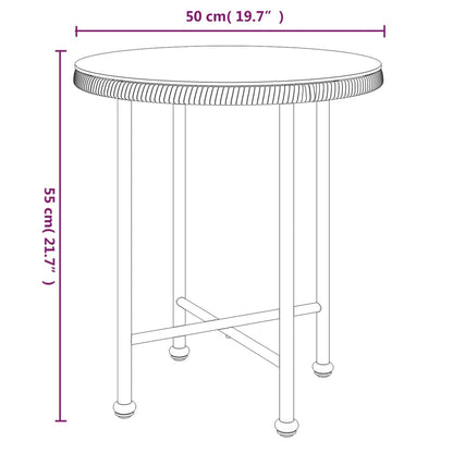 Dining Table Black Ø50 Cm Tempered Glass And Steel