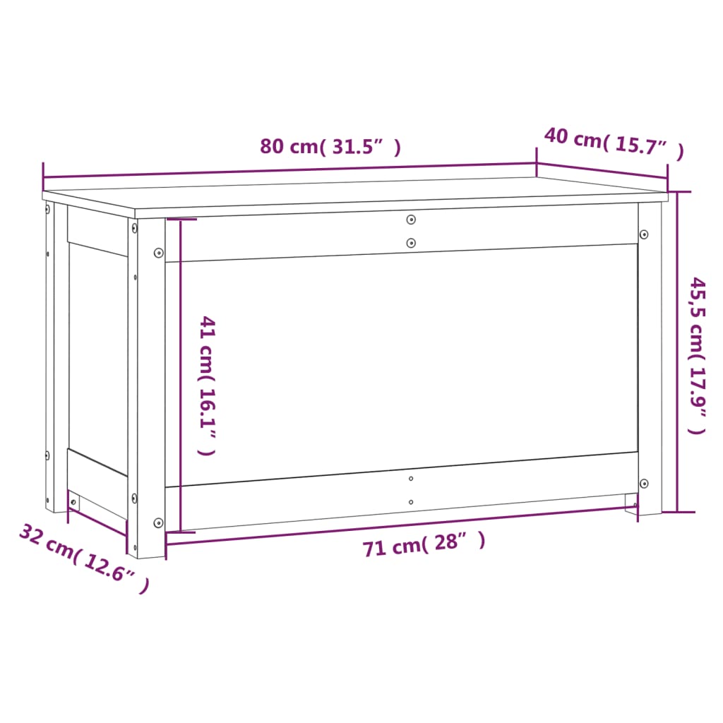 Storage Box White 80X40X45.5 Cm Solid Wood Pine