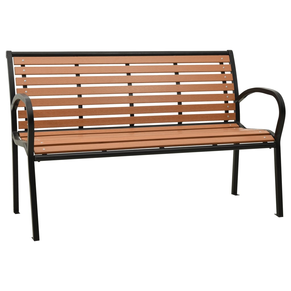 Garden Bench Black And Brown 116 Cm Steel And Wpc