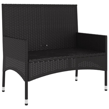 2-Seater Garden Bench With Cushions Black Poly Rattan