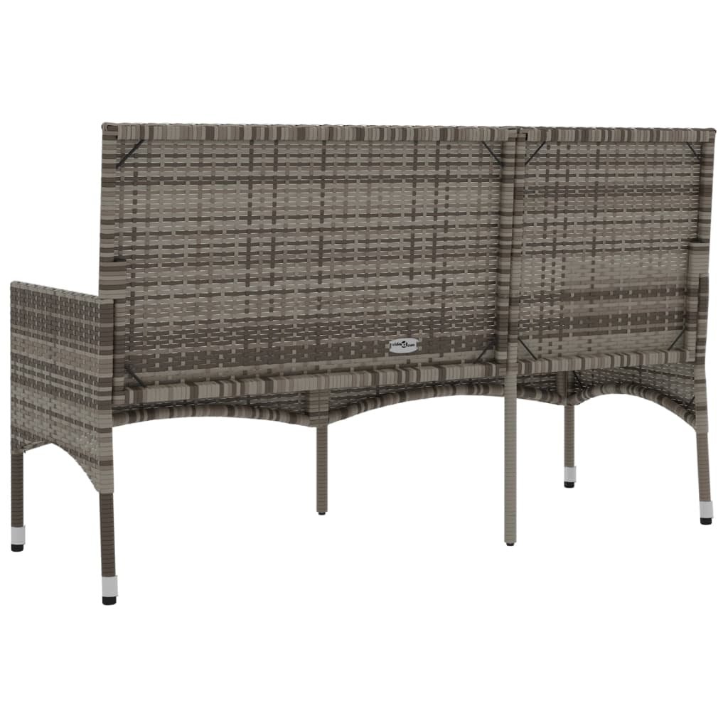 3-Seater Garden Bench With Cushions Grey Poly Rattan