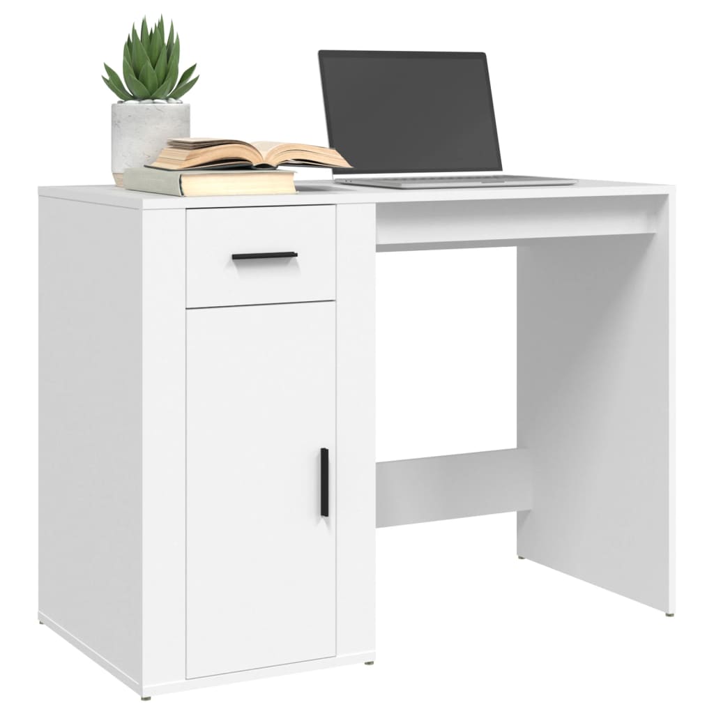 Desk White 100X49X75 Cm Engineered Wood