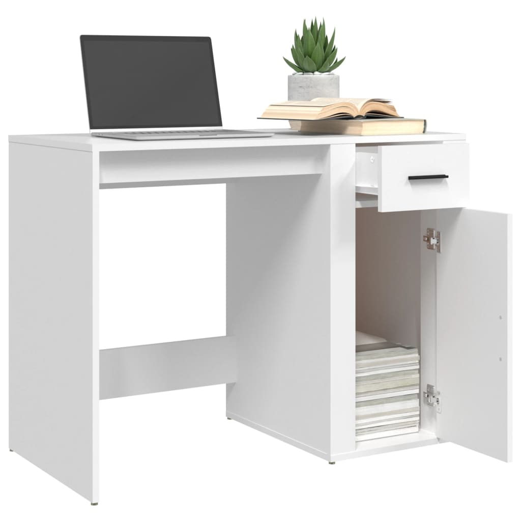 Desk White 100X49X75 Cm Engineered Wood