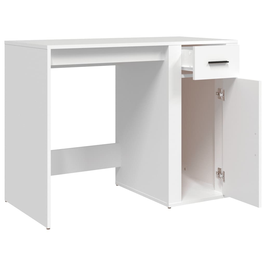 Desk White 100X49X75 Cm Engineered Wood