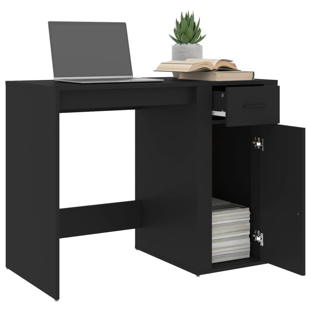 Desk Black 100X49X75 Cm Engineered Wood