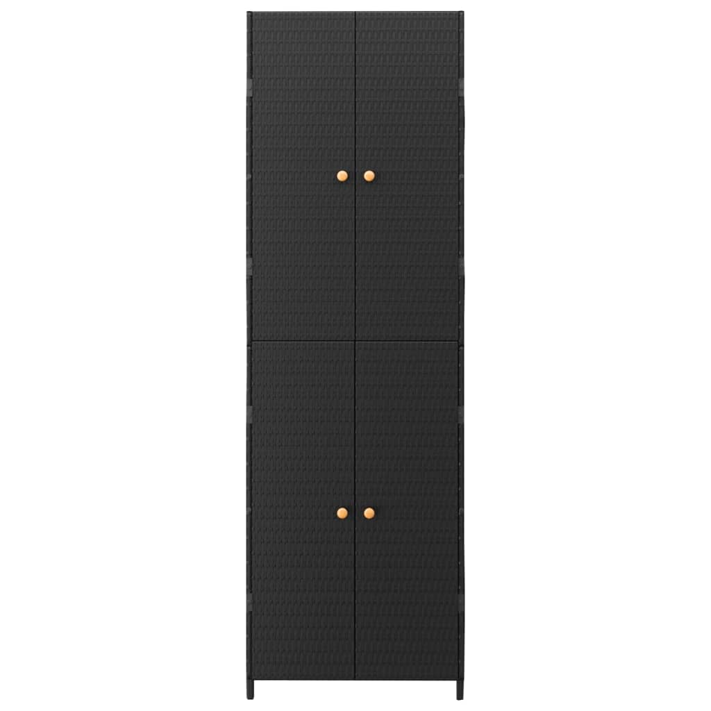 Garden Storage Cabinet Black 59X40X180 Cm Poly Rattan