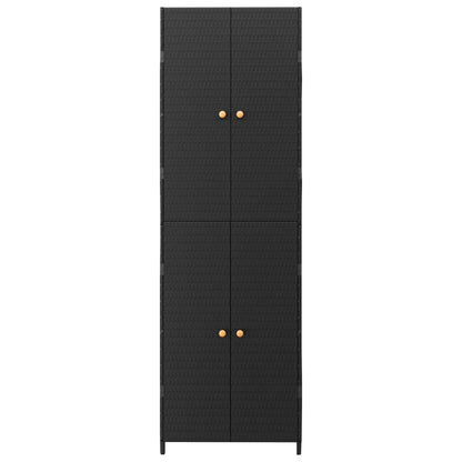 Garden Storage Cabinet Black 59X40X180 Cm Poly Rattan