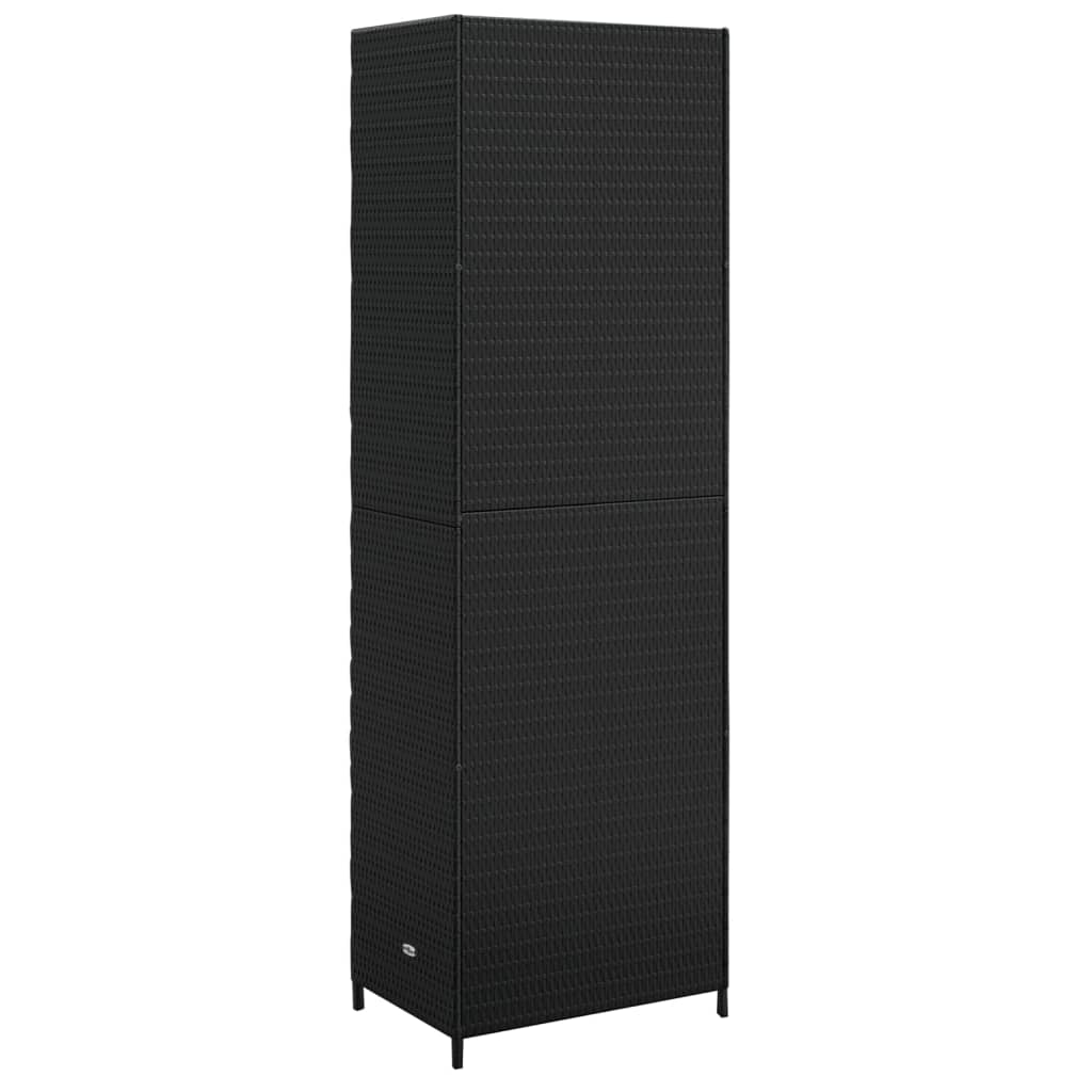 Garden Storage Cabinet Black 59X40X180 Cm Poly Rattan