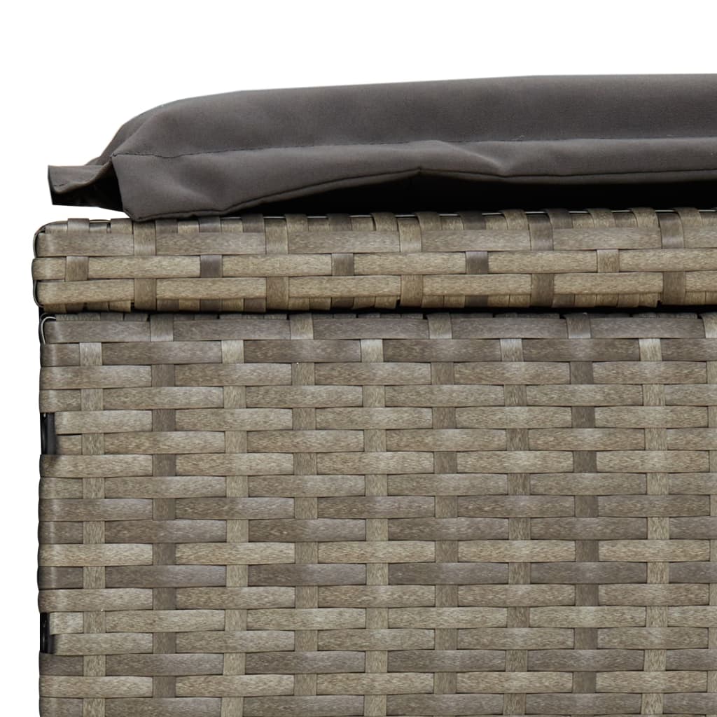 Sunbed 1 Pc With Cushion Grey 201X55X62 Cm Poly Rattan