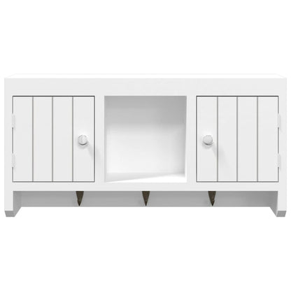 Key Cabinet White 40X8.5X20 Cm Engineered Wood&Steel