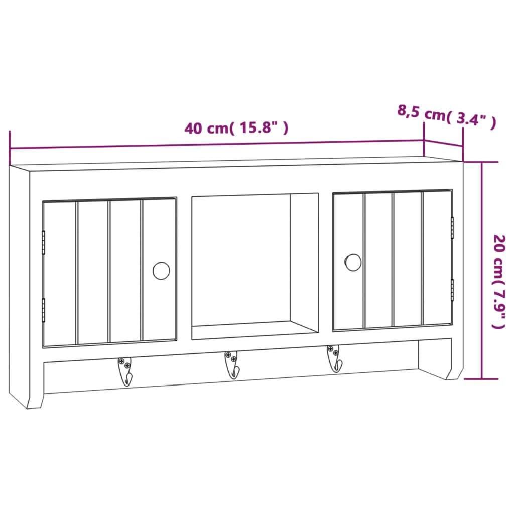 Key Cabinet White 40X8.5X20 Cm Engineered Wood&Steel