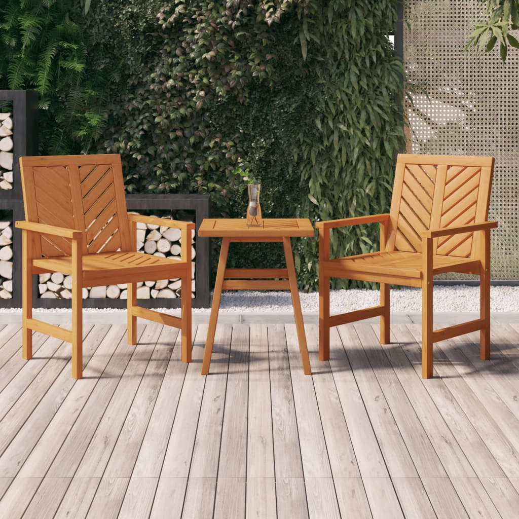 Garden Dining Chairs 2 Pcs Solid Wood Acacia