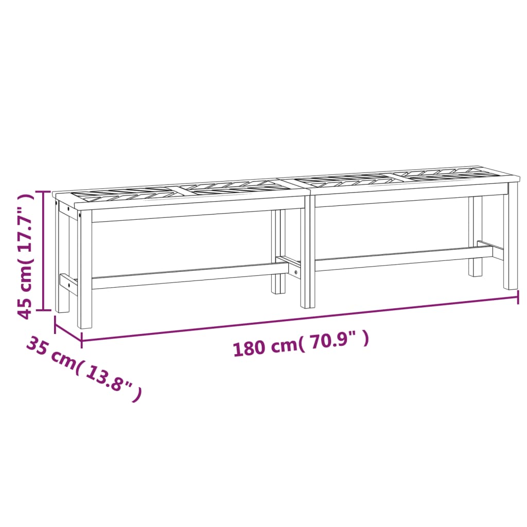 Garden Bench 180 Cm Solid Wood Acacia