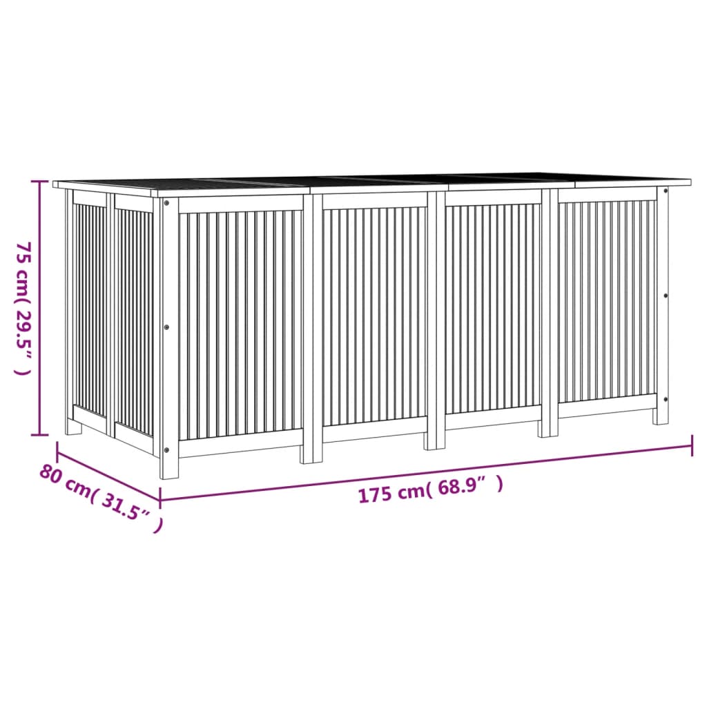 Garden Storage Box 175X80X75 Cm Solid Wood Acacia