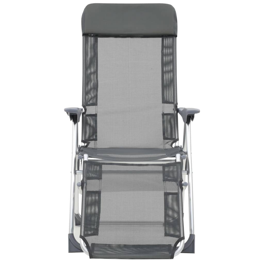 Folding Camping Chairs With Footrests 2 Pcs Grey Textilene