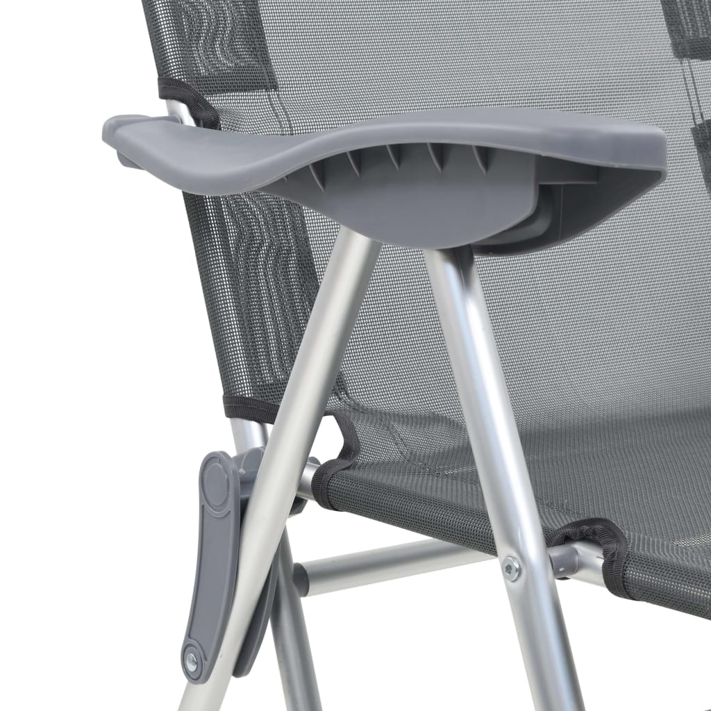 Folding Camping Chairs With Footrests 2 Pcs Grey Textilene