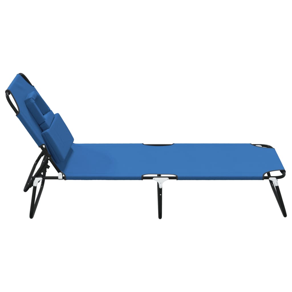 Folding Sun Lounger Blue Oxford Fabric&Powder-Coated Steel