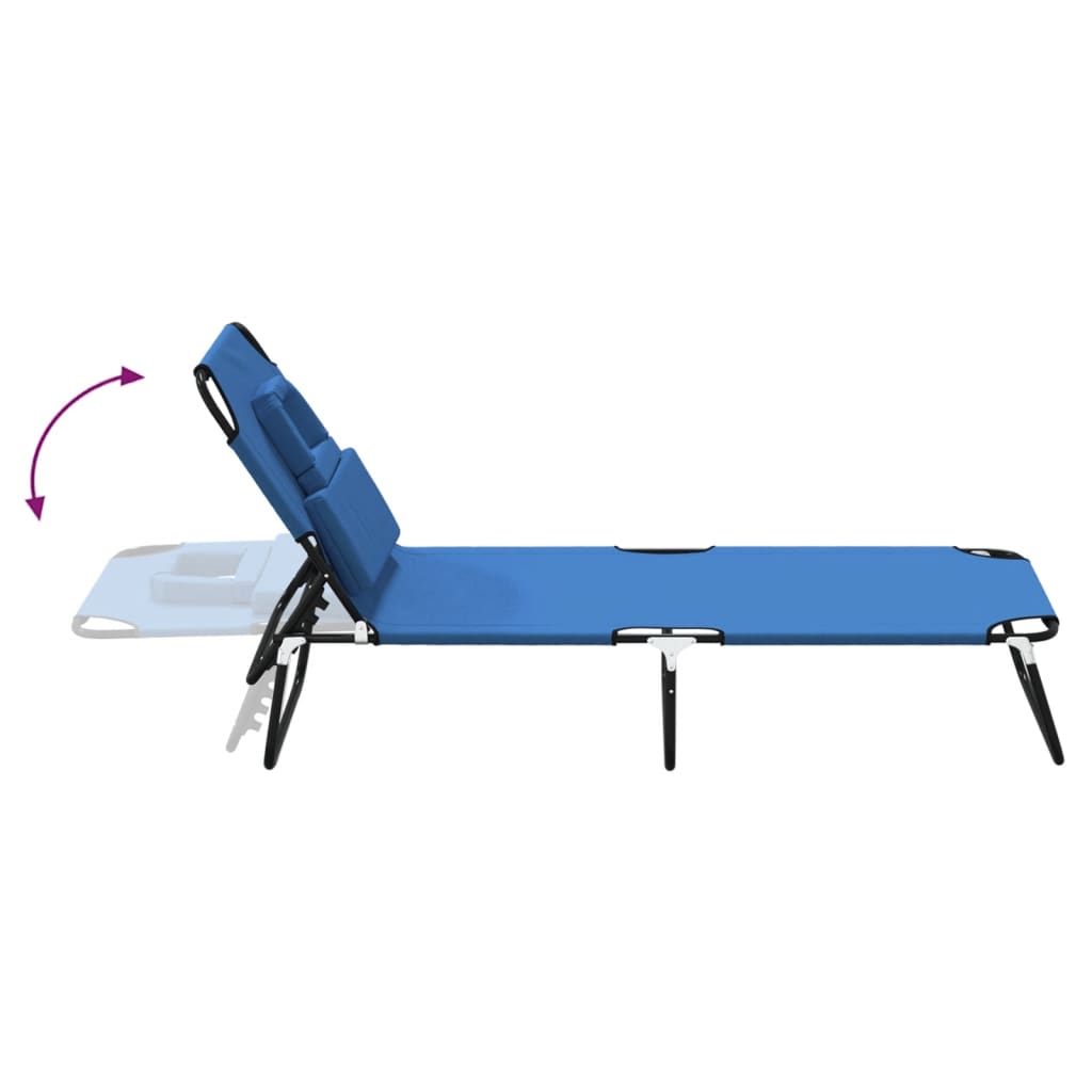 Folding Sun Lounger Blue Oxford Fabric&Powder-Coated Steel